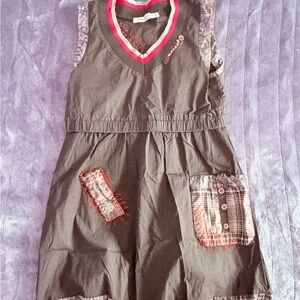 Stylish Gray Mini Dress with Red Accents